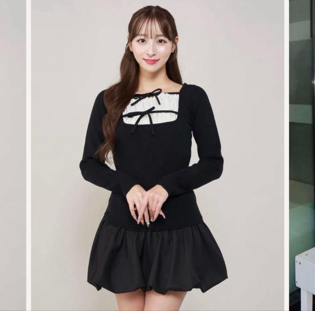 Darich ダブルリボンドッキングバルーンミニワンピース