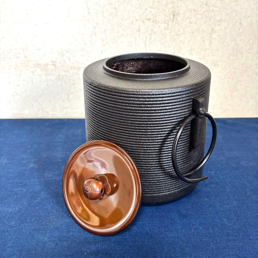 風炉 茶釜 電熱器 唐銅面取風炉 志きの釜 野々田製電熱器 敷板 底瓦 茶道具