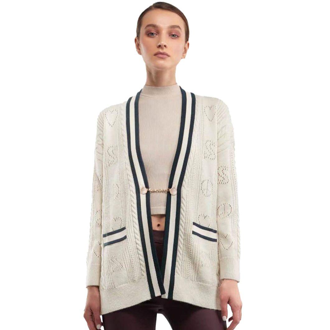 サンドロ　ウールパンチングロゴカーディガン 　金ボタン　ニット　バイカラー