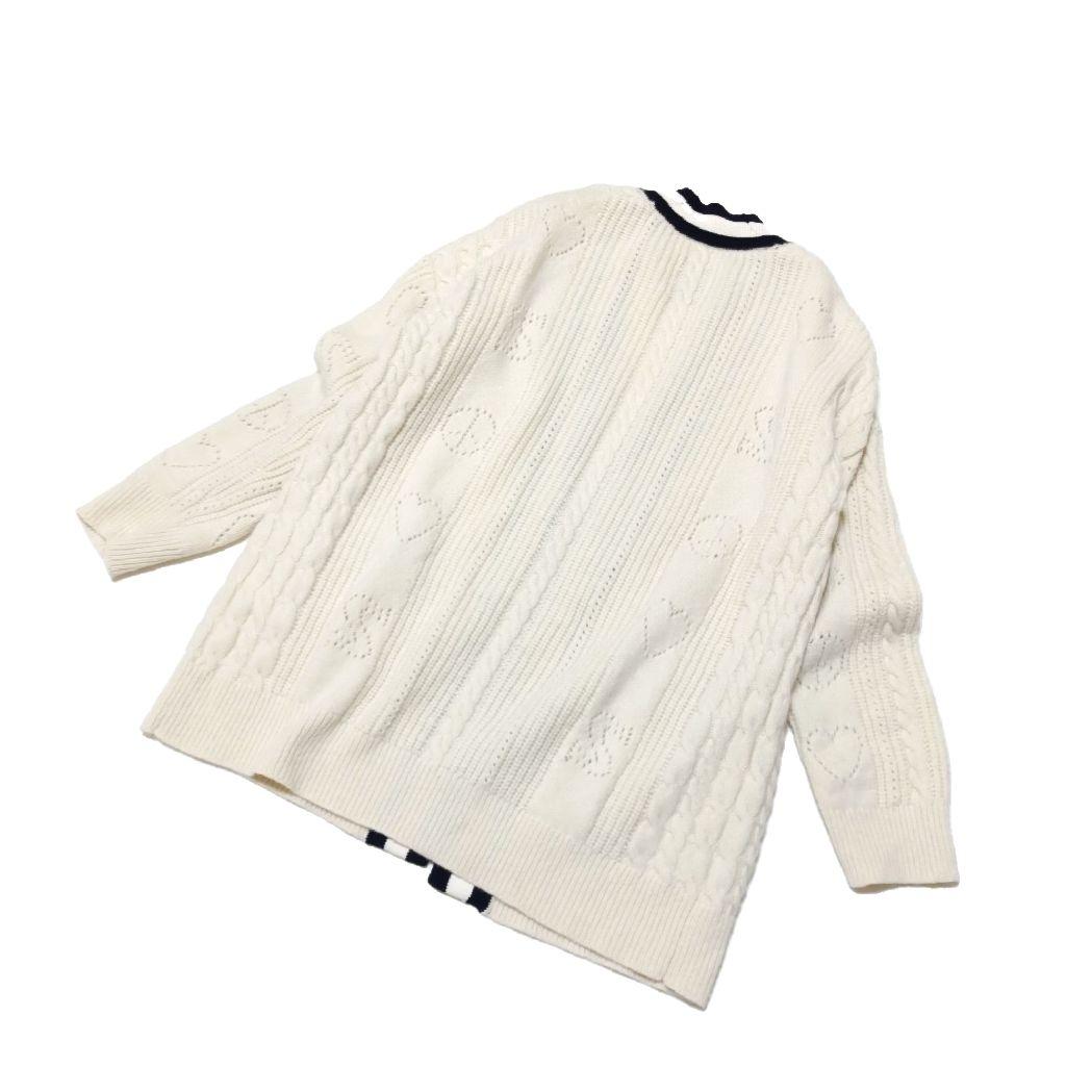 サンドロ　ウールパンチングロゴカーディガン 　金ボタン　ニット　バイカラー