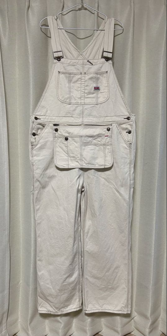 〔目立った汚れなし〕BIG MACホワイト コットン オーバーオール