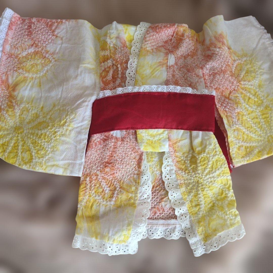最終お値下げ♥️petittiara有松絞り浴衣、兵児帯ss新品