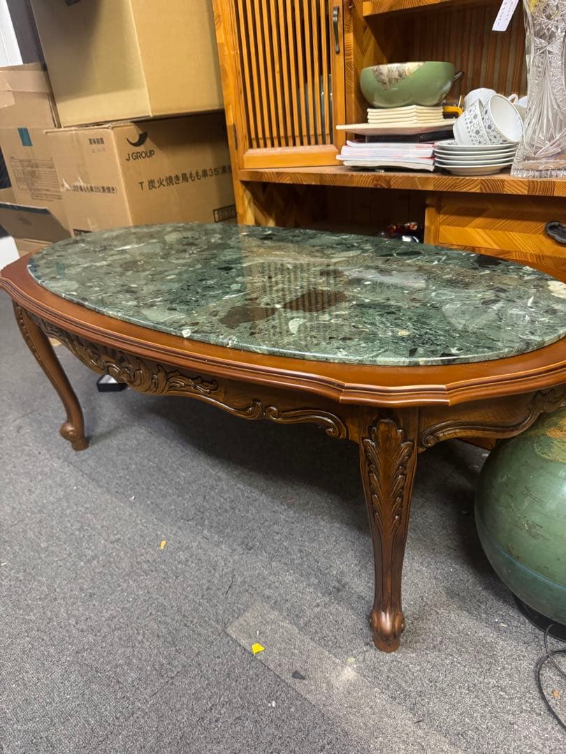 イタリア家具　猫足　センターテーブル　ローテーブル　大理石