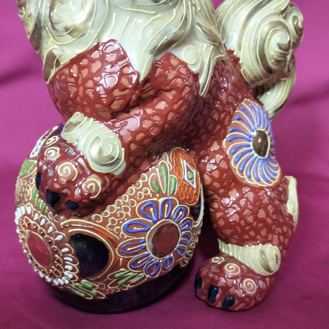 九谷焼　夫婦獅子 対獅子