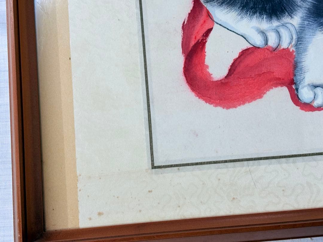 猫　挿絵　額　絵画　中国美術　額