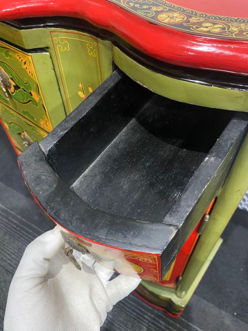 レトロ　ペイント　キャビネット　アジアン　ヴィンテージ