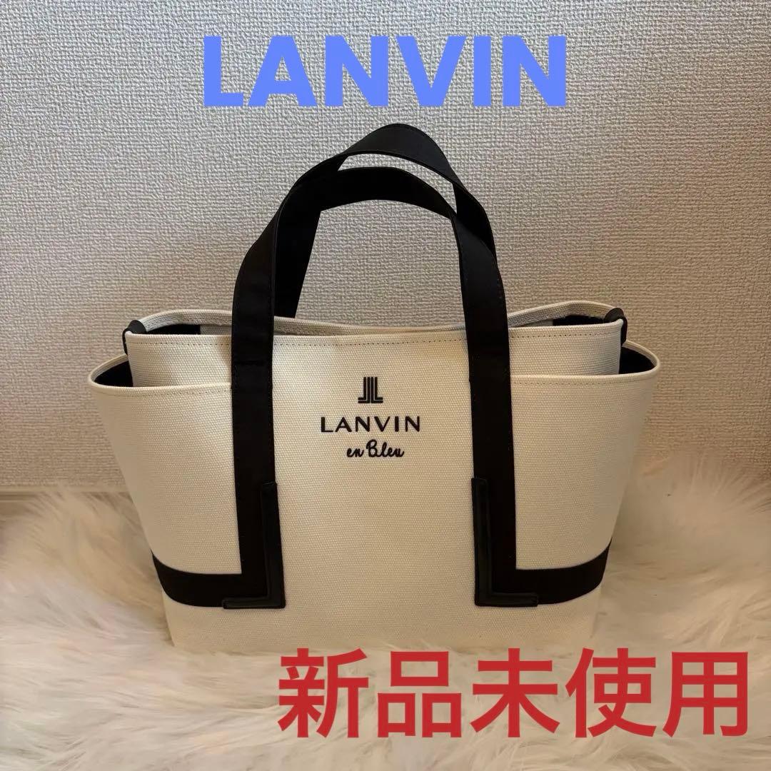 c*e様 【美品】LANVIN en Bleu ハンドバッホワイト/ブラック