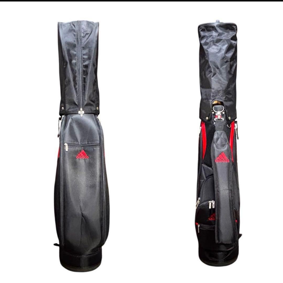 極美品✨ adidas ゴルフキャディバッグ 9型 B/R 新品ボール3個付き