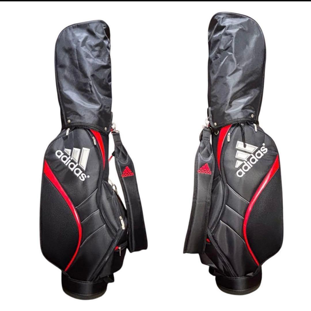 極美品✨ adidas ゴルフキャディバッグ 9型 B/R 新品ボール3個付き
