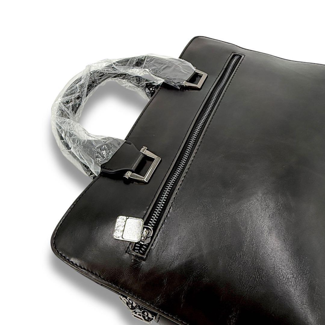 【未使用品】メンズ ビジネスバック ブリーフケース 2way レザー A4収納