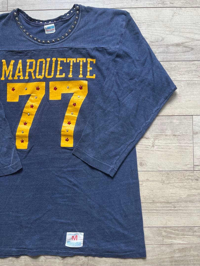 1973年〜1982年バータグ後期OLDチャンピオンフットボールリメイクTシャツ