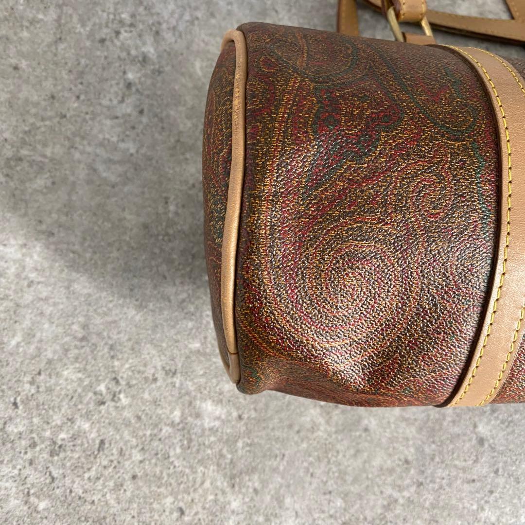 良品 ETRO エトロ ドラム型 ミニ ボストンバッグ ハンドバッグ ペイズリー