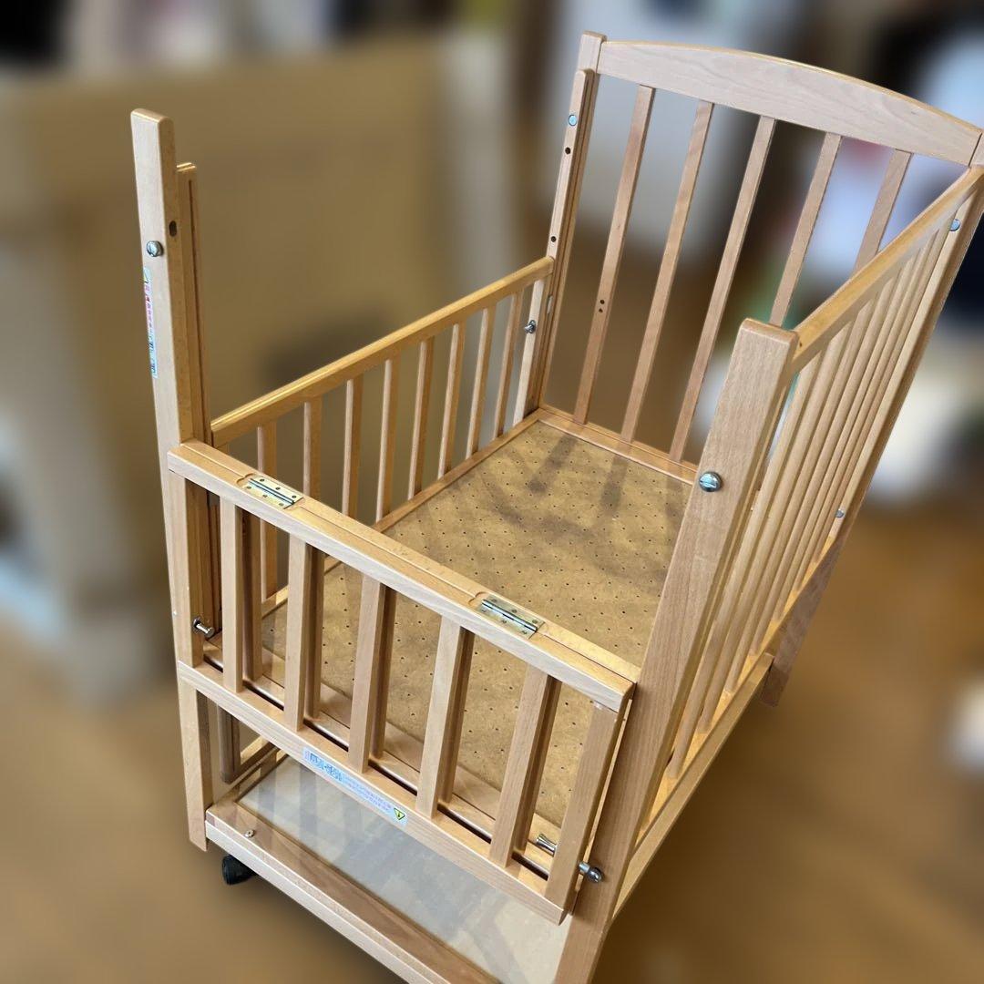 【国産】 カトージ ミニベビーベッド ツーオープン70cmハイポジション