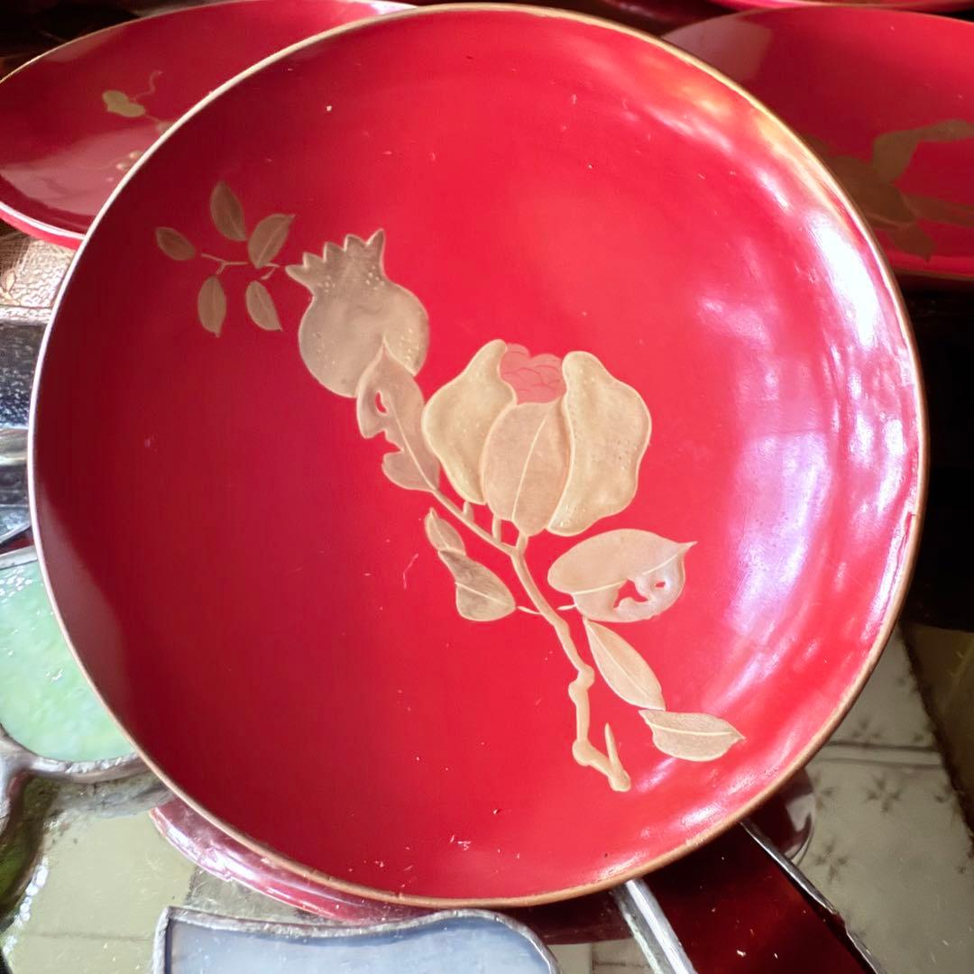 J様へ感謝お嫁入 ‼️高蒔絵『木の実』絵がわり引盃18客➕1プレゼント桐箱入茶道具