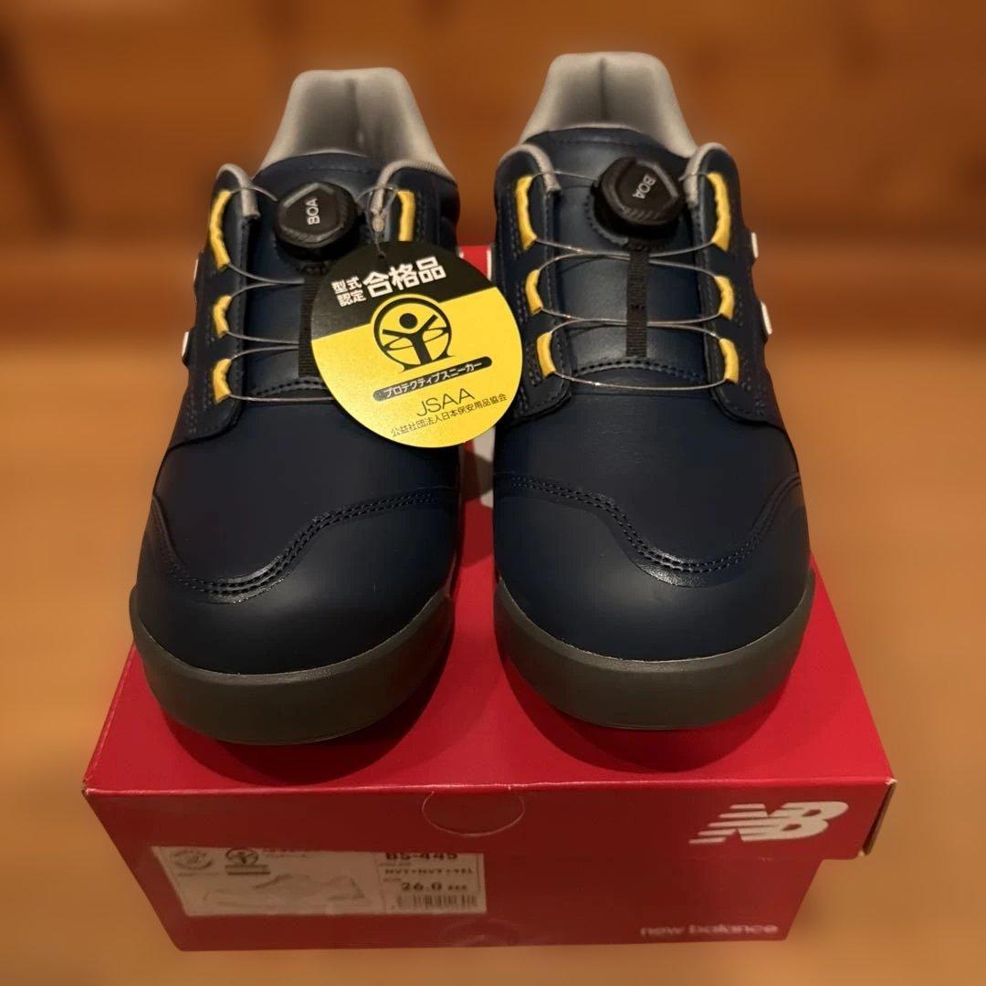 New Balance BS-445 安全靴 26.0 ネイビー/イエロー新品