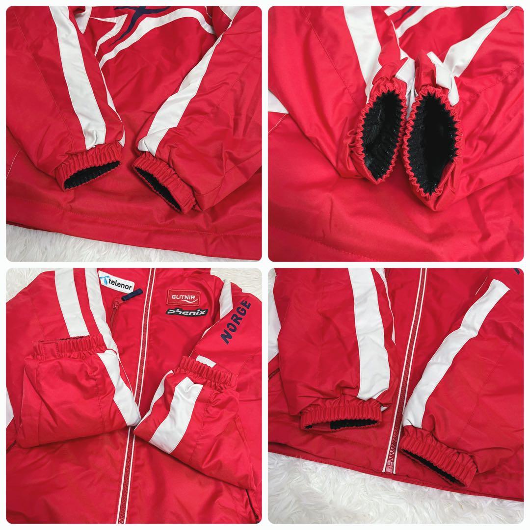 美品 フェニックス スキーウェア上下 140 ジュニア レッド ワッペン 小学生