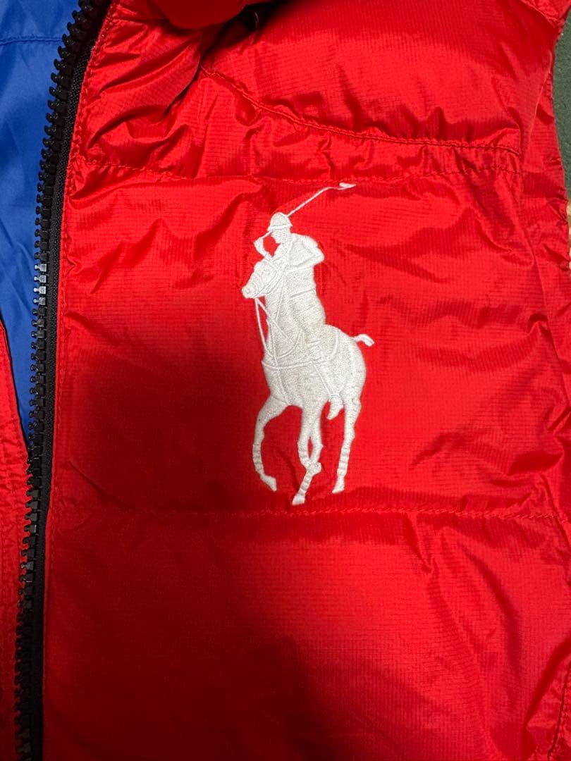 【美品】ラルフローレン ビッグポニーダウンベスト USAパッチ付 フード着脱可