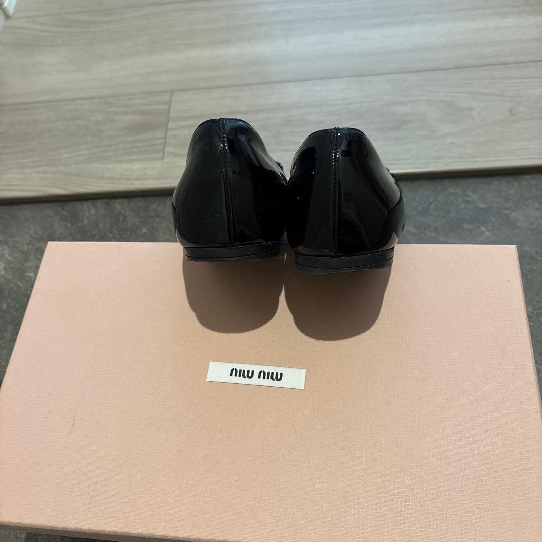 Miu Miu 黒 フラットシューズ クリスタル装 hanachaman