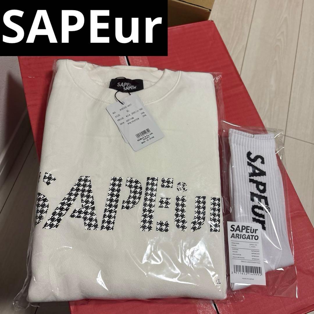 SAPEur 千鳥格子ロゴ スウェット&ソックス XL サプール トレーナー