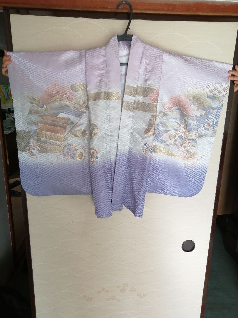 七五三　薄紫色の羽織袴一式　着付CD付　キッズ　男の子　110