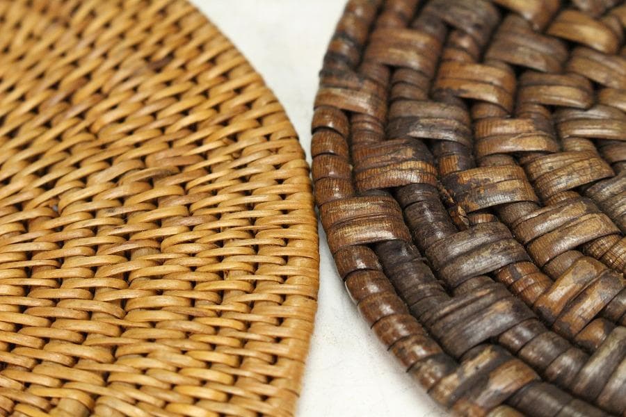 煎茶 古竹藤網 円形 瓶敷 大小 六件 まとめて(K-A908)