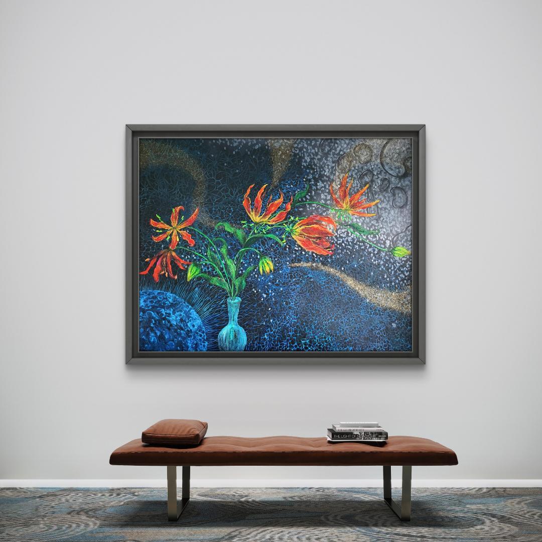 グロリオサ・リリー / モダン画 キャンバス 91×117㎝ F50 原画限り