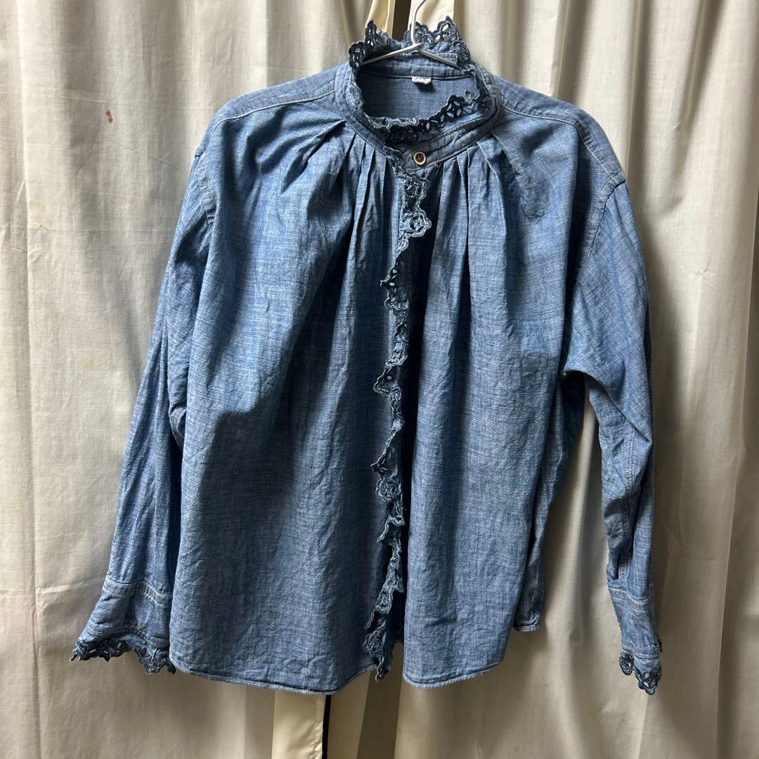 デニム フリル付きシャツ 45