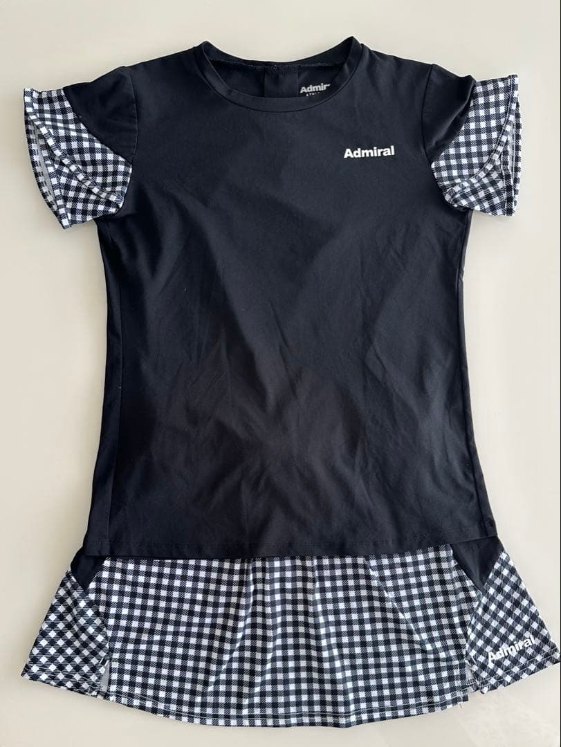 Admiral テニスウェア フリル袖 ブラック/チェック