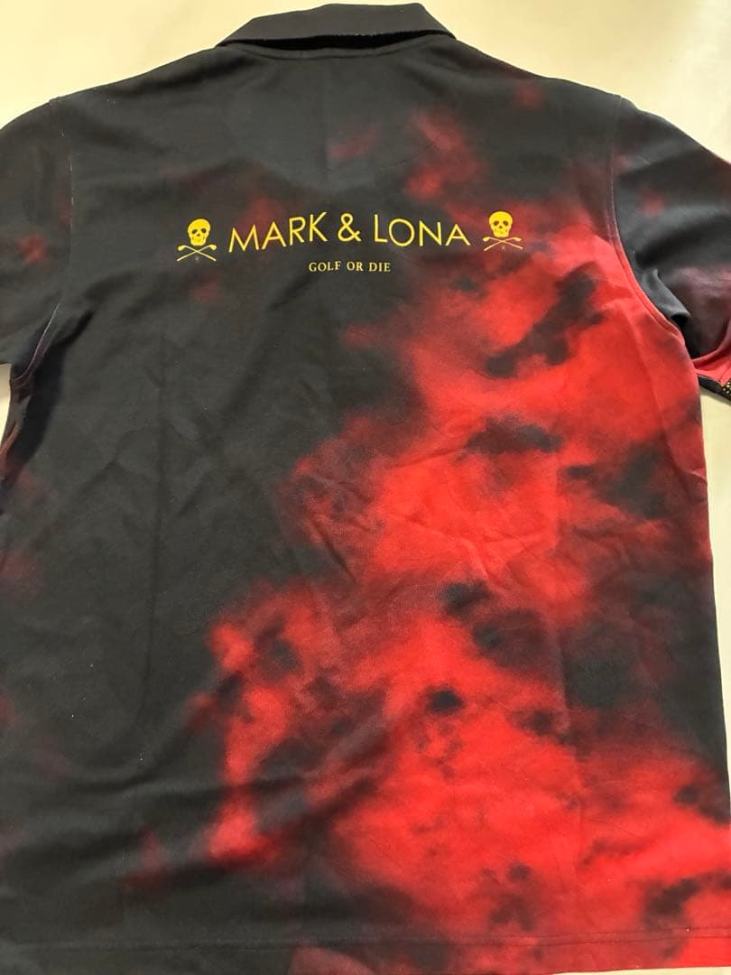 MARK & LONA ポロシャツ サイズ50 黒/赤タイダイ