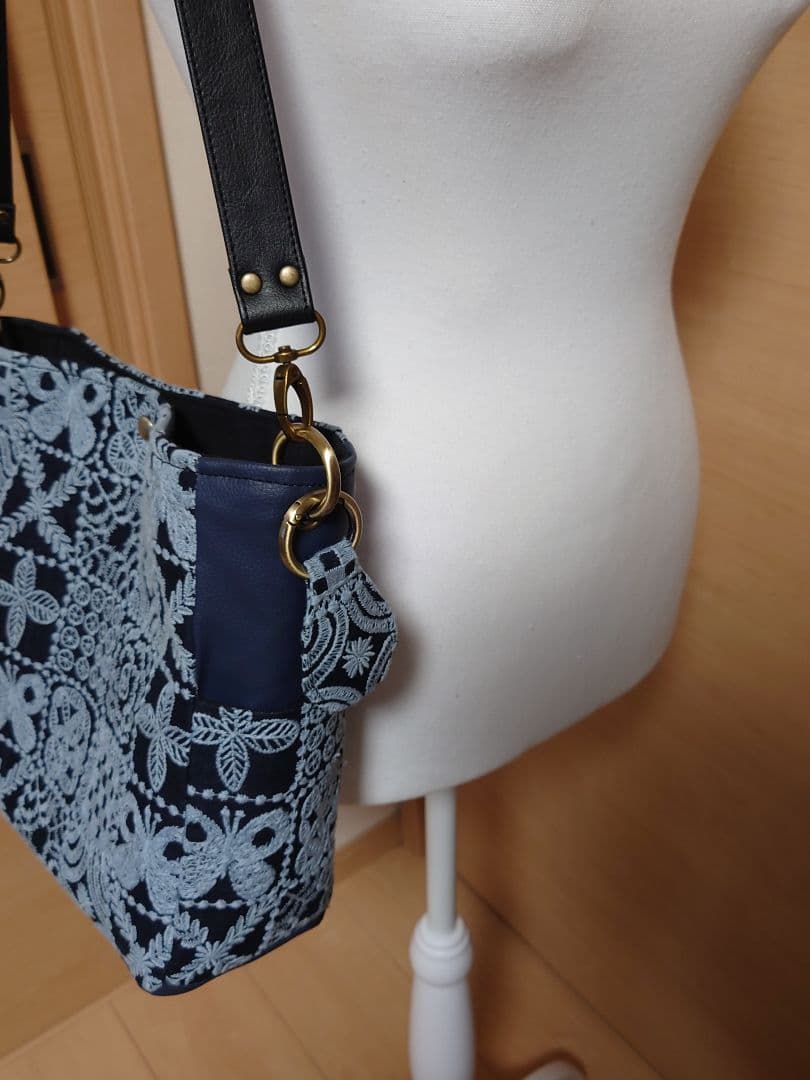 forest tile navy ミナペルホネン トートバッグ