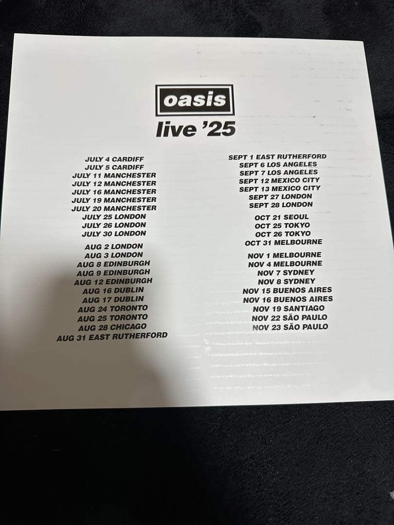 oasis live '25 オアシス　パンフレット　日本　限定　ツアー