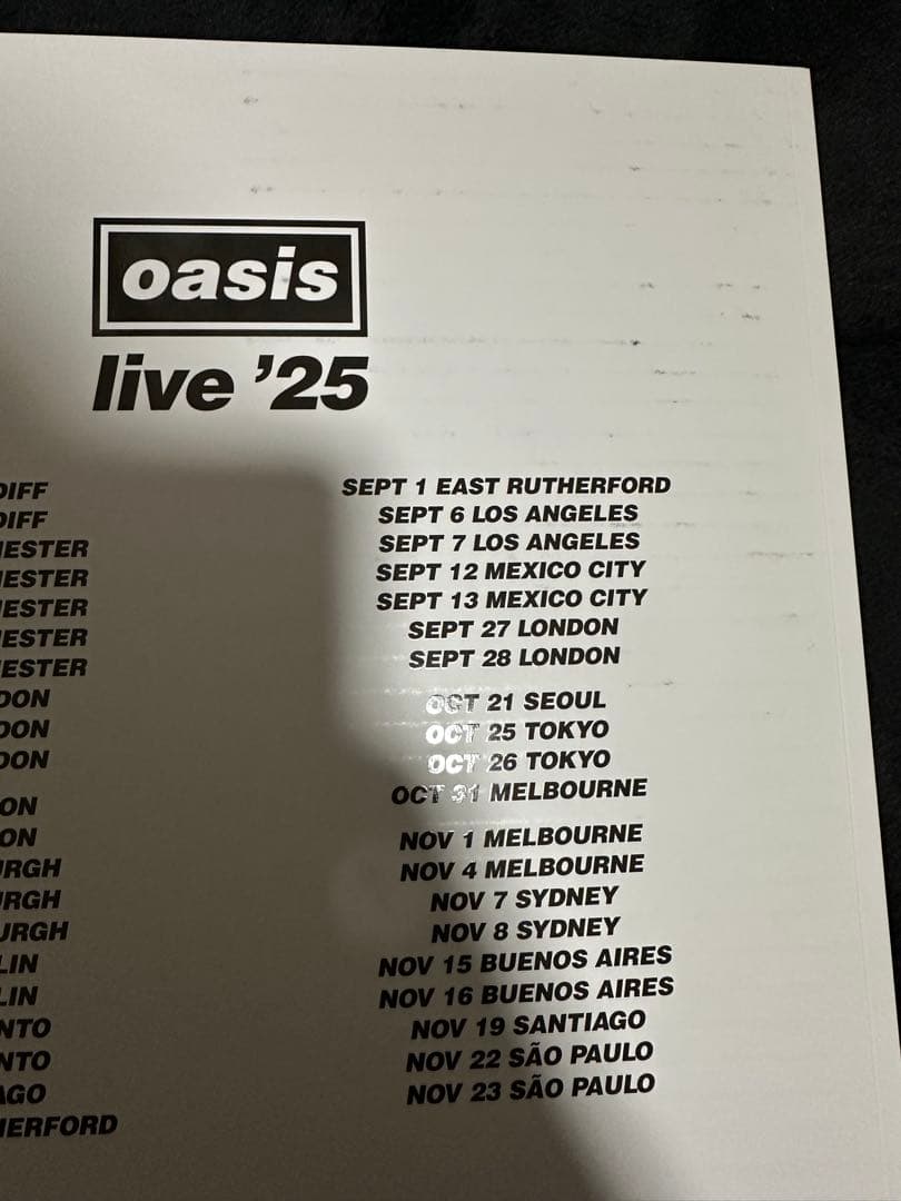 oasis live '25 オアシス　パンフレット　日本　限定　ツアー