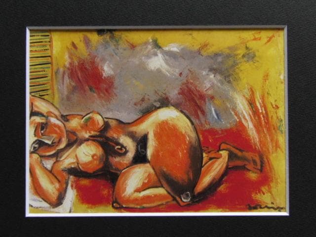 里見勝蔵、裸婦、希少な額装用画集より、新品高級額装付、状態良好