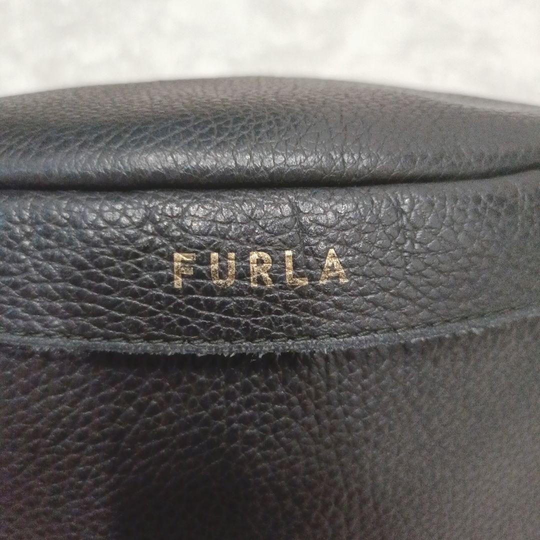 【極美品】FURLA　PIPER S BELT BAG オールレザー シボ革 黒