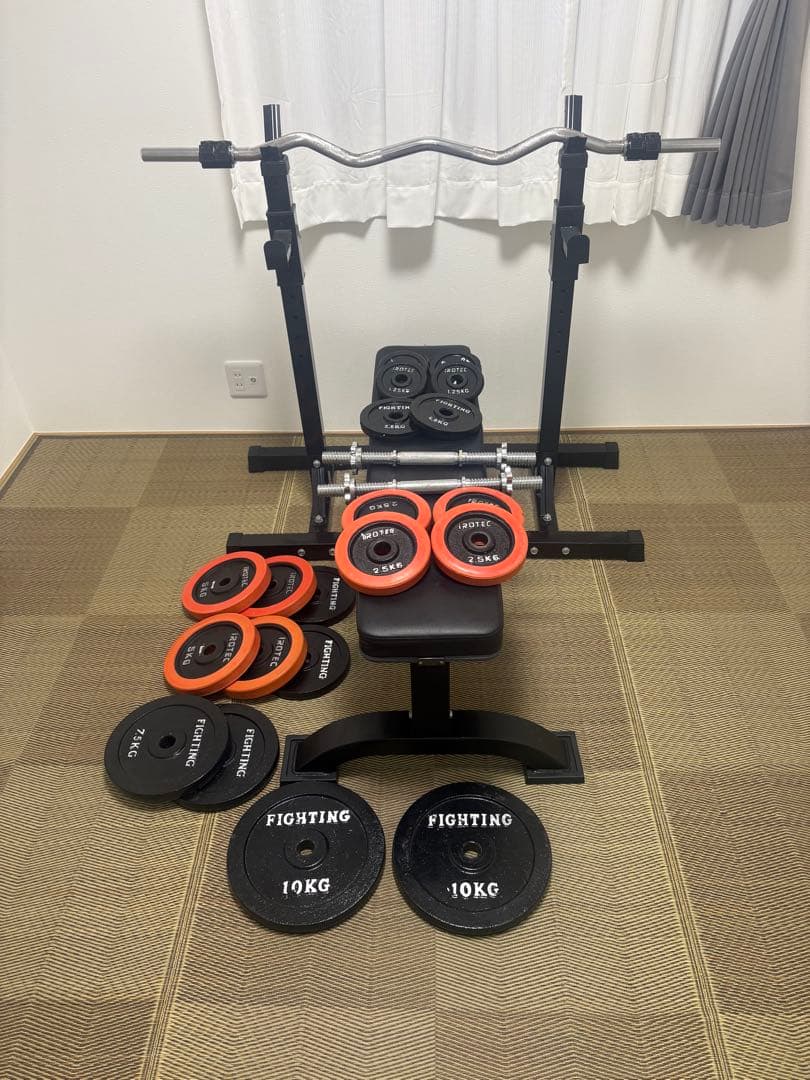 アイロテック　FIGHTING ベンチ　ダンベル　バーベル.ウェイトセット売り