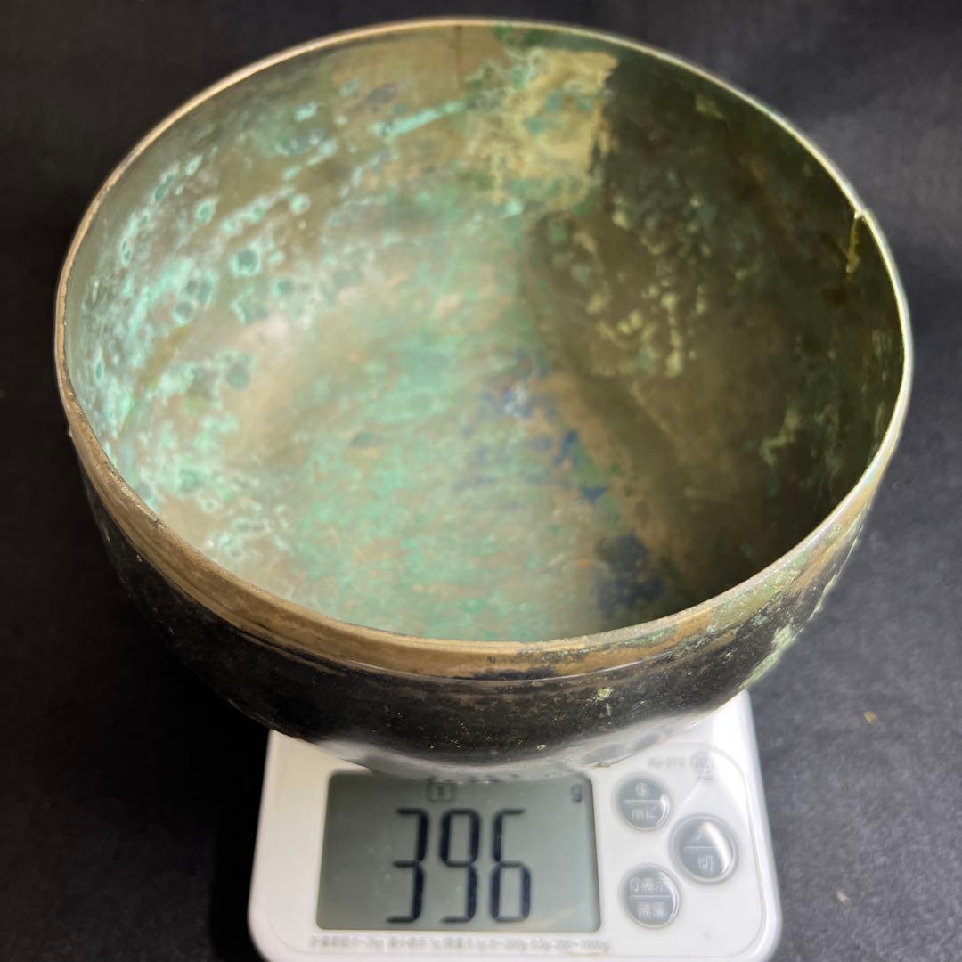 中国漢代　古銅鉢　396g/口径約17㎝　東Y8-0106☆2Fトヒオ