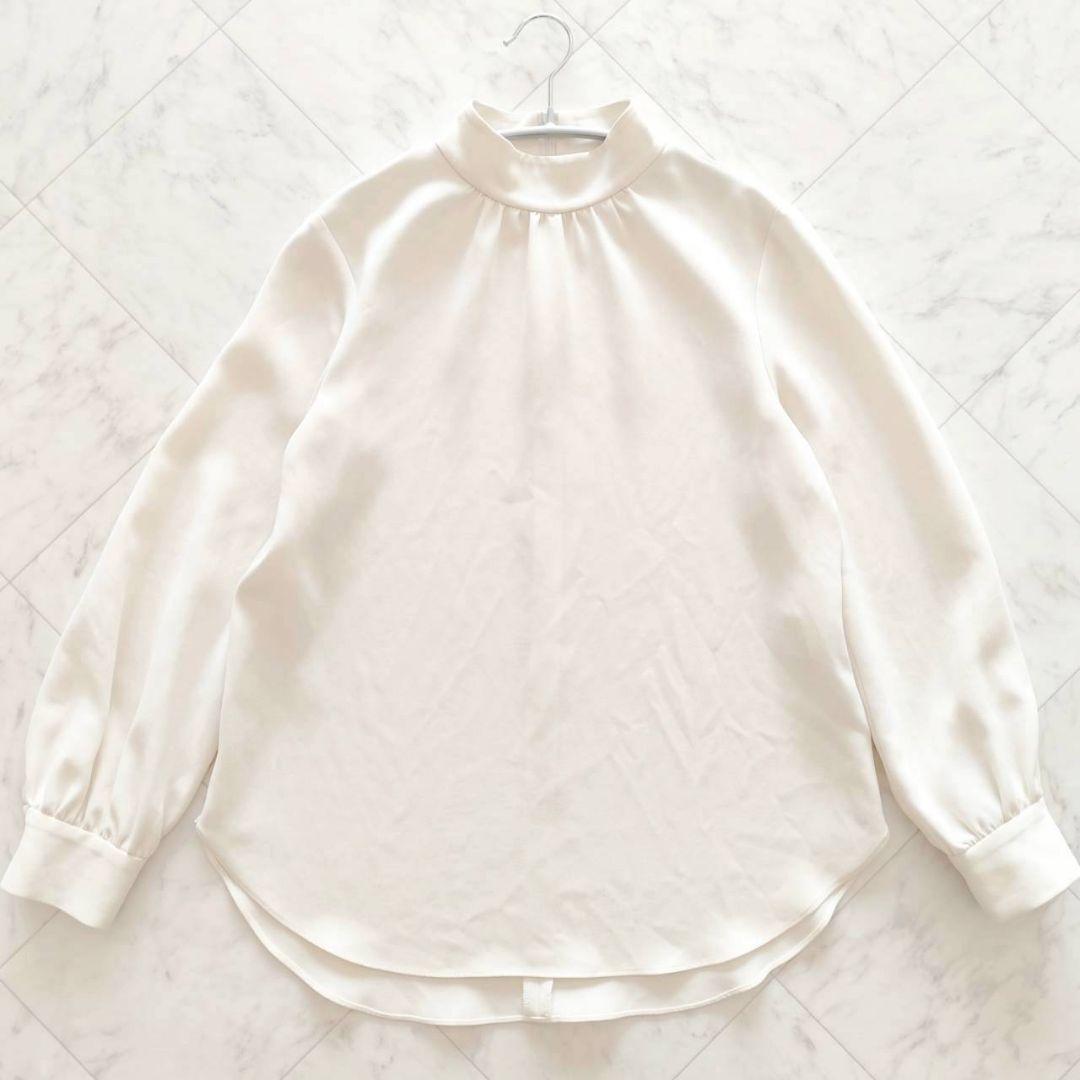 Theory 洗える スタンドカラー フォーマル ブラウス アイボリー