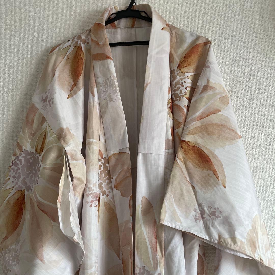 sugar 浴衣　水彩イエローフラワー浴衣　浴衣セット　兵児帯つき　4点セット