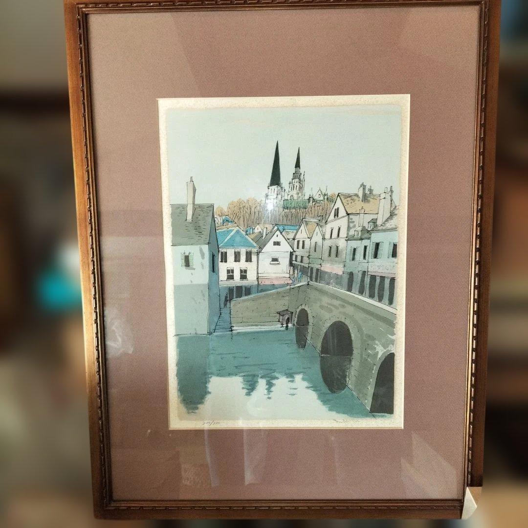 小林秀美 シャルトルの街 カラーリトグラフ