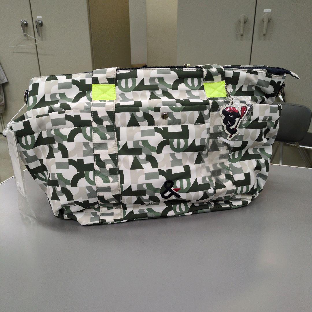 未使用 アンパスィ 中綿 ボストンバック AFF7204 ホワイト×カーキ