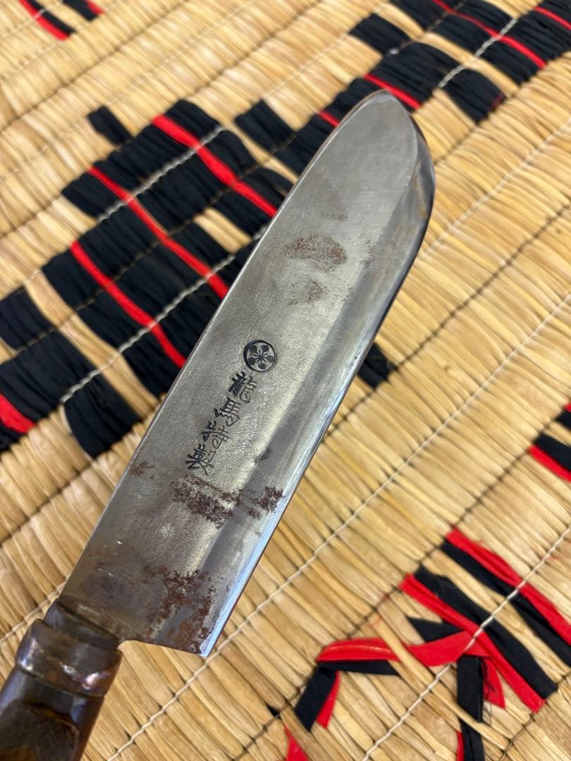 アイヌ　タシロ　山刀　上川アイヌ　木彫り　鱗彫り　龍馬特撰　土佐打ち刃物