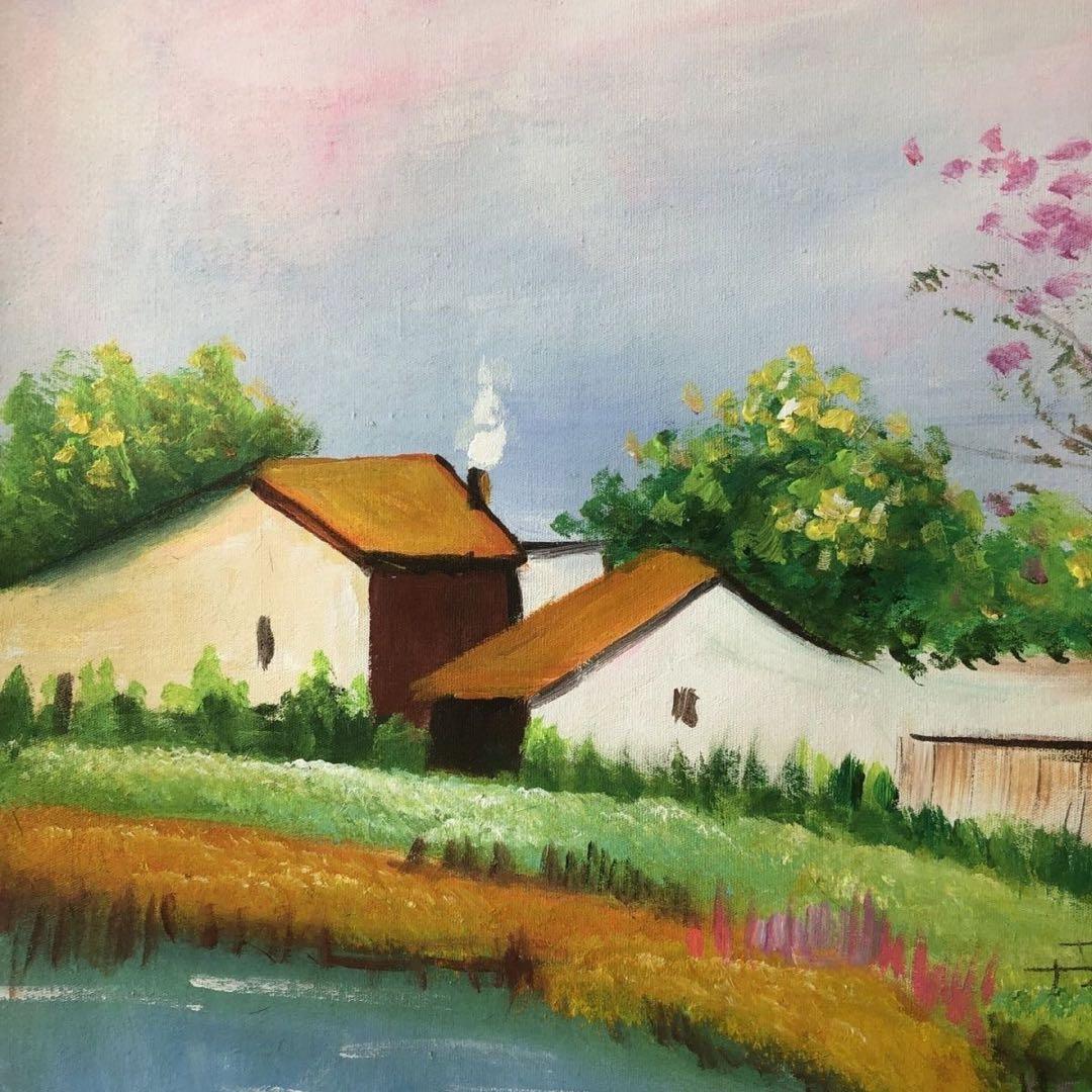 手描き 水彩油画 中国風景画 吴冠中 作品掲載図 約100×72cm