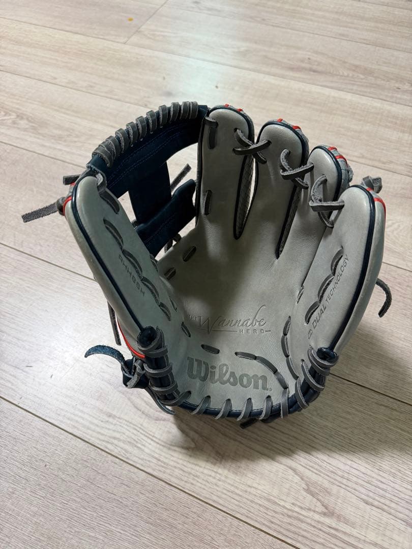 Wilson 軟式野球グローブ グレー/レッド