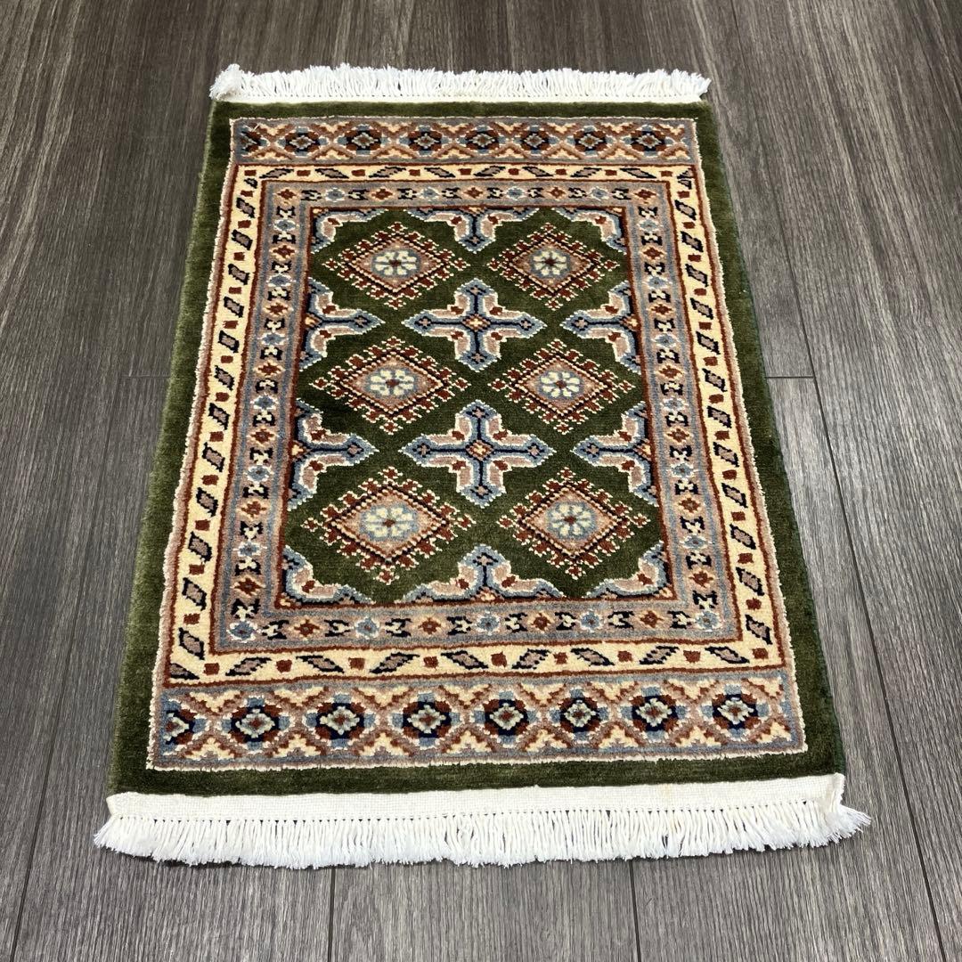 61x46パキスタン手織り絨毯ミニラグ訳あり品写真10/11番