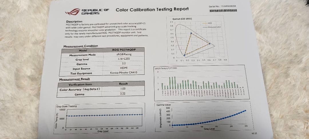 超美品 ROG Swift OLED PG27AQDP 480Hz 使用263h