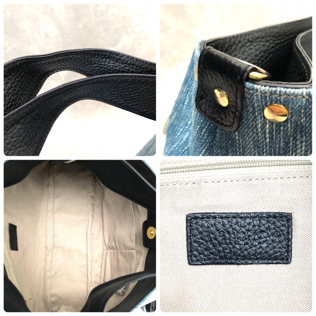 ★美品★アタオ 2WAYハンドバッグ ワンショル デニム エルヴィレザー