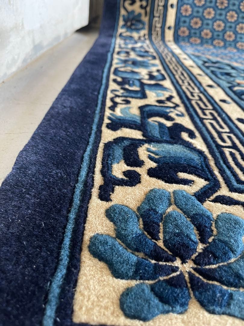 中国段通　4畳半　245×245 正方形　絨毯　カーペット　毛100% 手織り