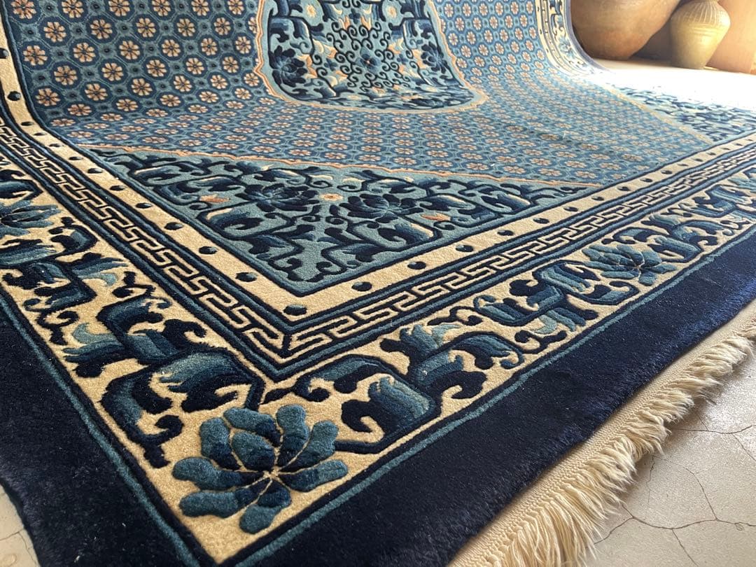 中国段通　4畳半　245×245 正方形　絨毯　カーペット　毛100% 手織り