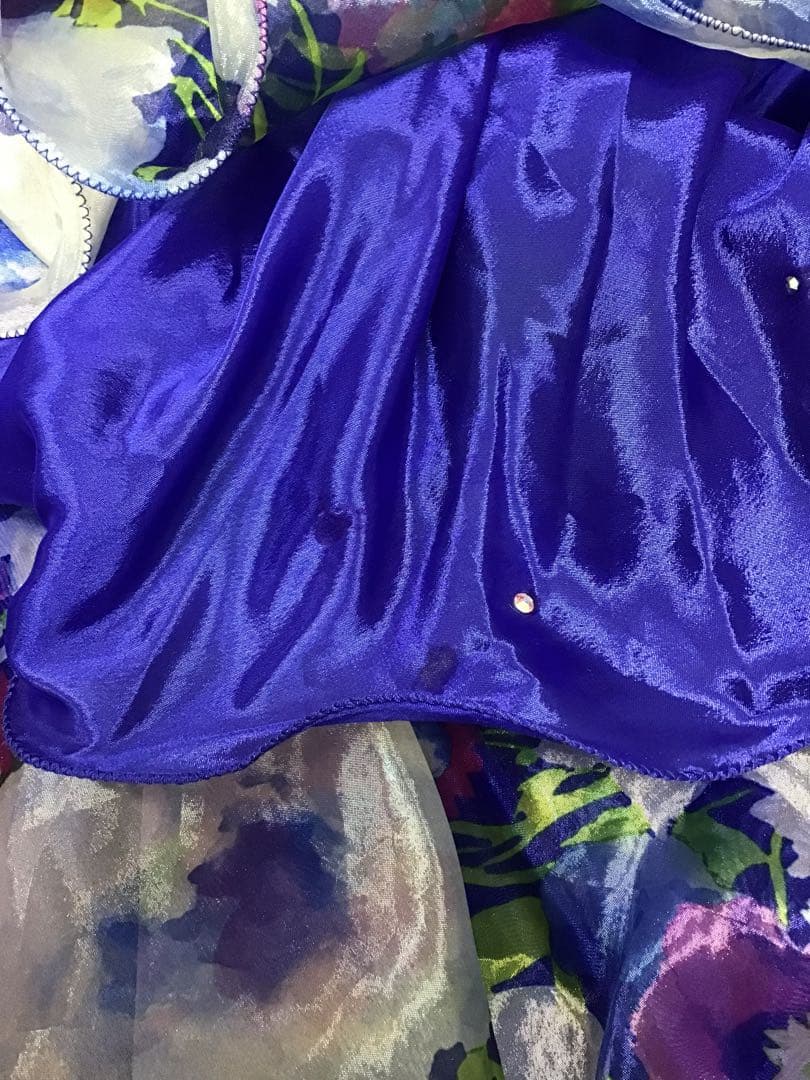 タカダンス　ドレス　ブルー　プリント花柄