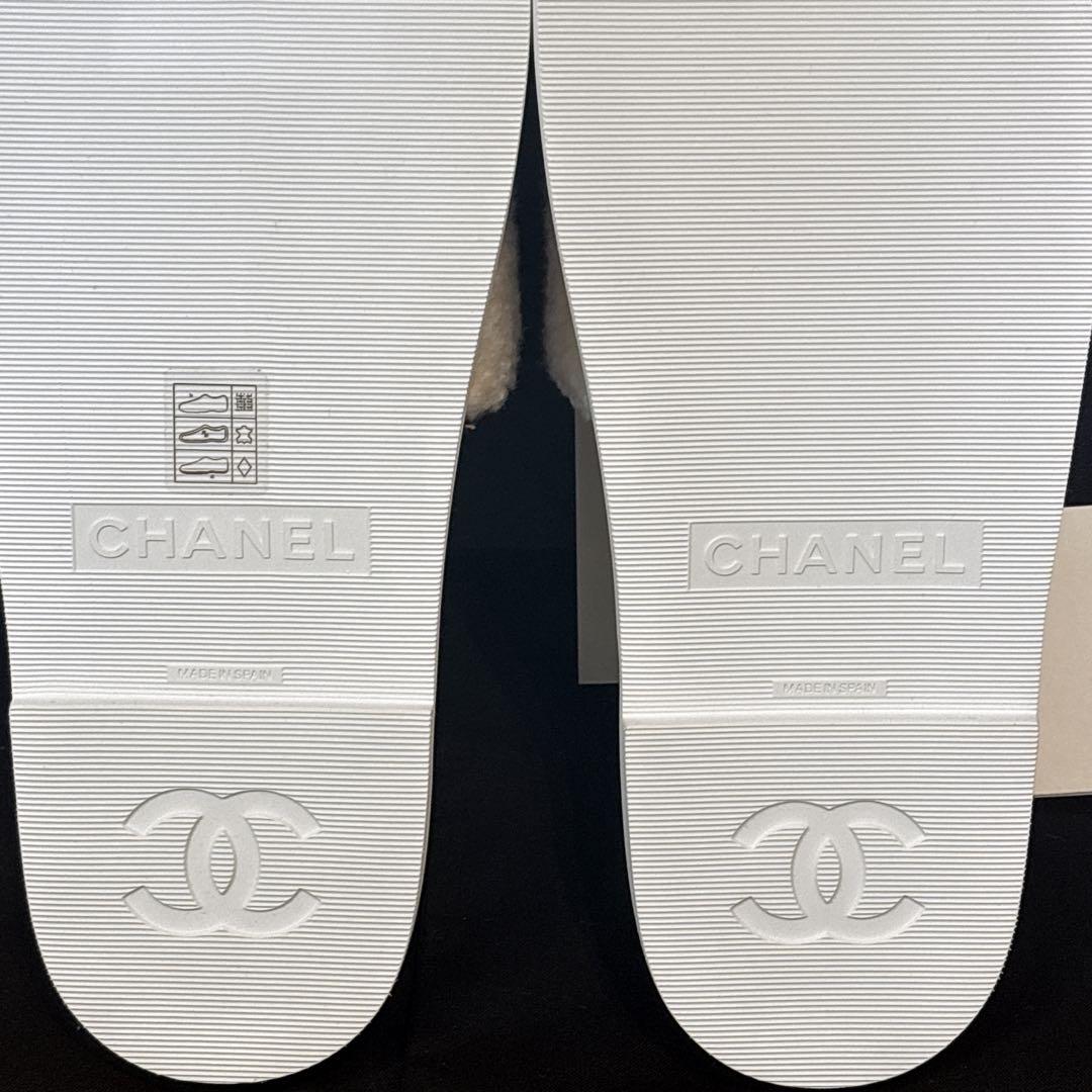 【未使用】　シャネル　パール　ココマーク　ツイード　フラットサンダル　24S